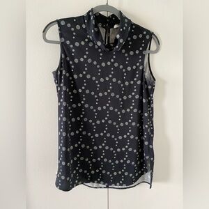 MM LaFleur The Sloane Top, Navy Polka Dot, S